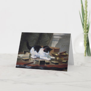 Tarjeta De Agradecimiento Jugando a Gatito por Henriëtte Ronner-Knip
