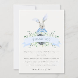 Tarjeta De Agradecimiento Juguete de conejo de Blue Aqua Cualquier Cumpleaño