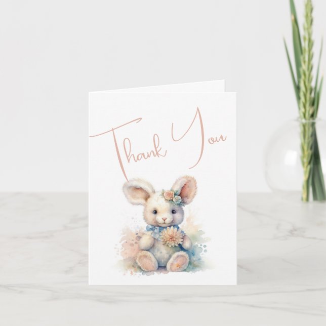 Tarjeta De Agradecimiento Juguete de conejo de peluche para bebé (Anverso)