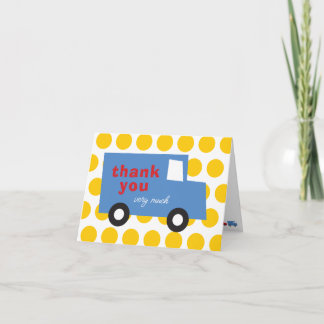 Tarjeta De Agradecimiento Juguetes de Niño Divertido y Lindo Camión Azul Lun