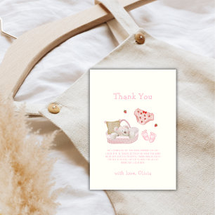 Tarjeta De Agradecimiento Juguetes de oso polar de fresa rosa para niña baby