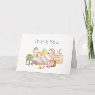 Tarjeta De Agradecimiento Juguetes para guardería azul Cumpleaños de pollito