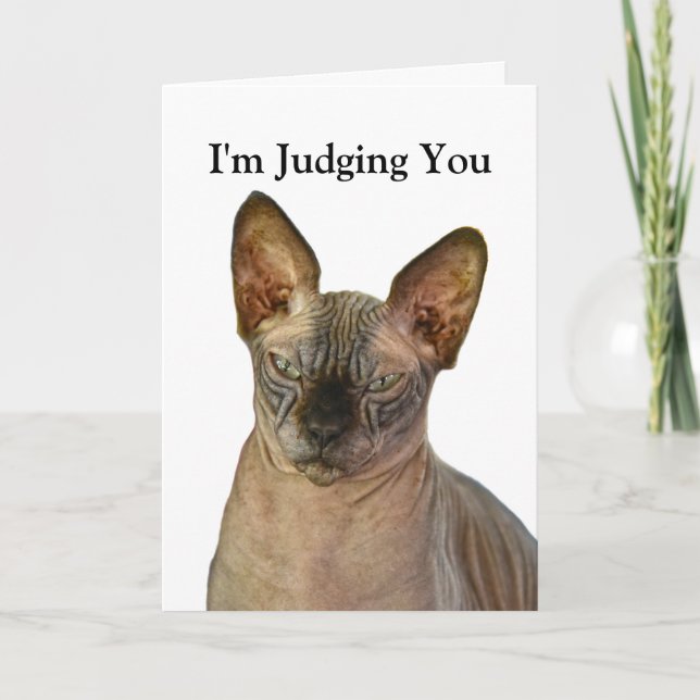 Tarjeta De Agradecimiento Juicio de Sphinx Cat Feliz Cumpleaños (Anverso)