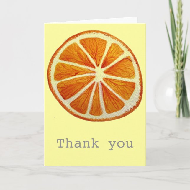 Tarjeta De Agradecimiento Juicoy Naranja acuarela fruta pop art (Anverso)