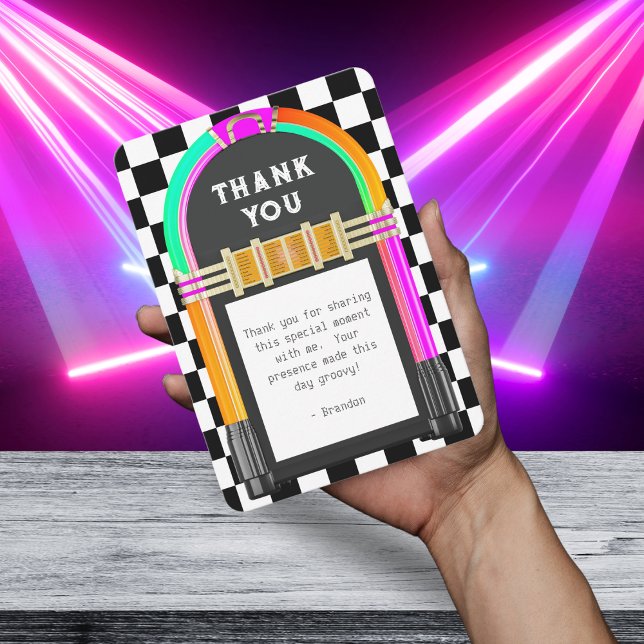 Tarjeta De Agradecimiento Jukebox Retro Checkerboard (Jukebox Retro Checkerboard Thank You Card
)