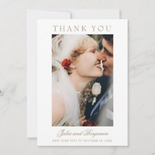 Tarjeta De Agradecimiento Julia Simple Gold Script 2 Foto Boda