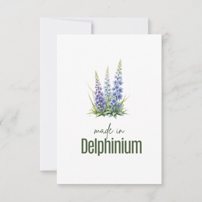 Tarjeta De Agradecimiento July Delphinium Birth Flower Flat Thank You Card (Anverso)