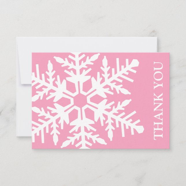 Tarjeta de agradecimiento Jumbo Snowflake (rosa /  (Anverso)