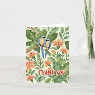 Tarjeta De Agradecimiento Jungla Tropical de Acuarela de Guacamayo Salvaje