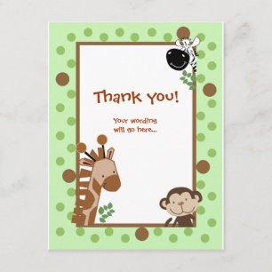 Tarjeta De Agradecimiento Jungle Adventure Green Baby Shower