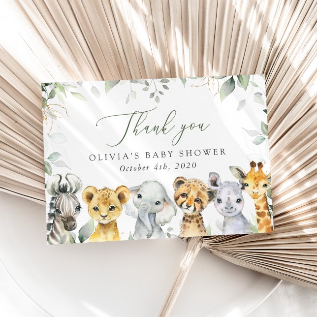 Tarjeta De Agradecimiento Jungle Animals, Safari, Wild One, Baby Shower (Subido por el creador)