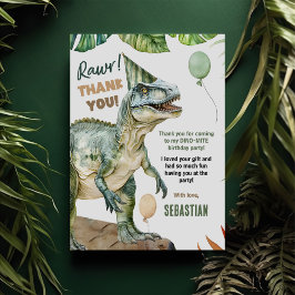 Tarjeta De Agradecimiento Jungle Dinosaur T Rex Birday Party