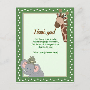 Tarjeta De Agradecimiento Jungle Fun Baby Shower