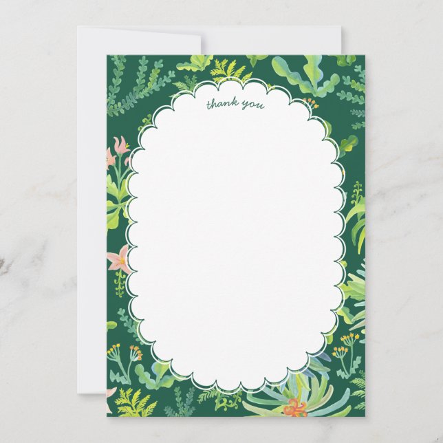 Tarjeta De Agradecimiento Jungle Garden Watercolor Custom BRIDAL SHOWER (Anverso)