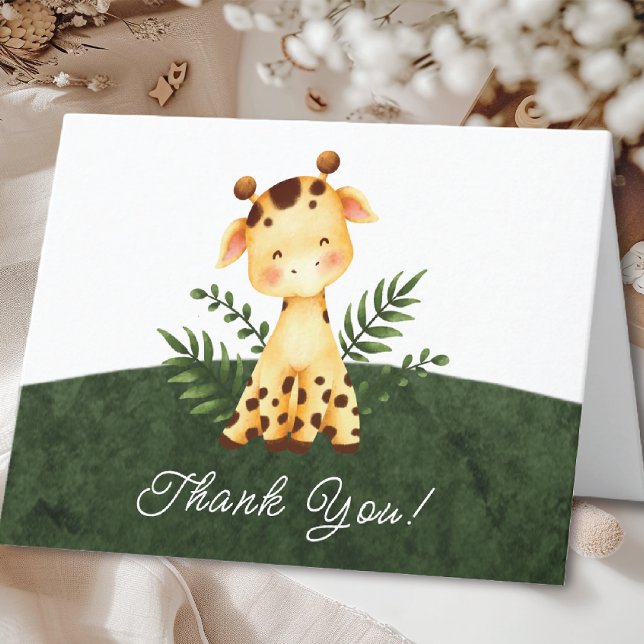Tarjeta De Agradecimiento Jungle Giraffe Baby Shower Gracias (Subido por el creador)