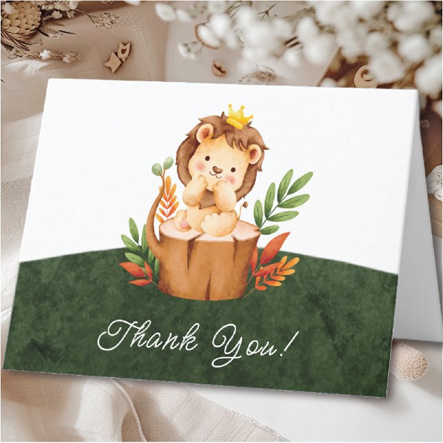 Tarjeta De Agradecimiento Jungle Lion Baby Shower Gracias (Subido por el creador)