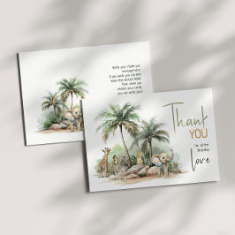 Tarjeta De Agradecimiento Jungle Safari Animals Horizontal Fiesta de cumplea