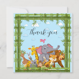 Tarjeta De Agradecimiento Jungle Safari "It's About To Get Wild" Baby Shower