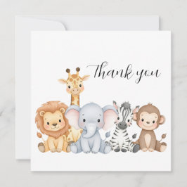 Tarjeta De Agradecimiento Jungle Safari "It's About To Get Wild" Baby Shower