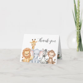 Tarjeta De Agradecimiento Jungle Safari "It's About To Get Wild" Baby Shower