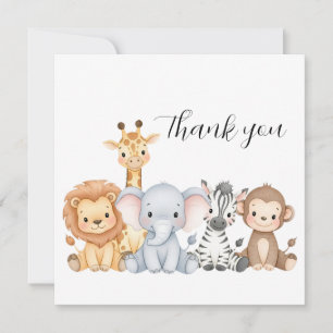 Tarjeta De Agradecimiento Jungle Safari "Se Pone Salvaje" Baby Shower