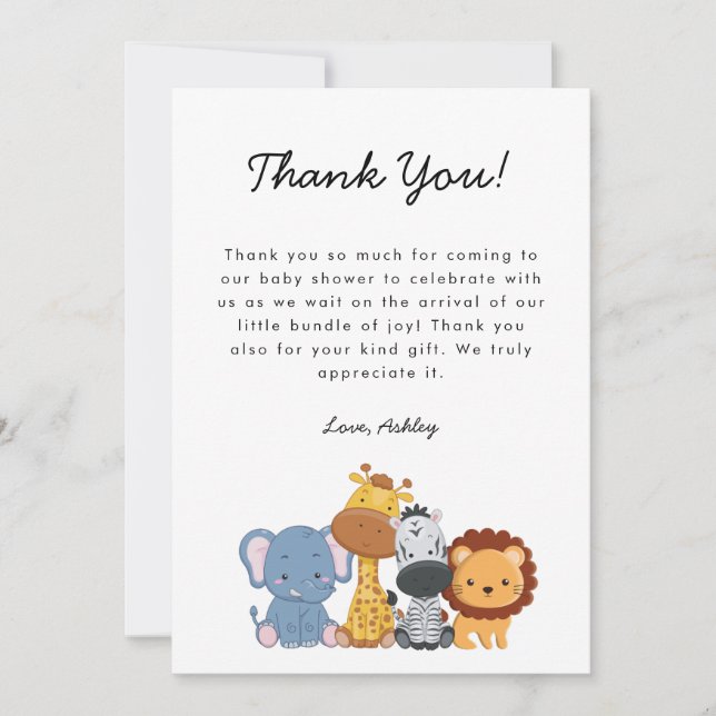 Tarjeta De Agradecimiento Jungle Wild One Baby Shower (Anverso)
