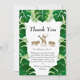 Tarjeta De Agradecimiento Jungle Wild One First Birthday Animals Gracias