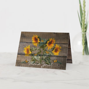 Tarjeta De Agradecimiento Junta de Barniz de Mariposas Rusas Sunflower
