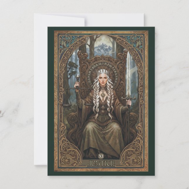 Tarjeta De Agradecimiento Justice Tarot Art Flat Thank You Card (Anverso)