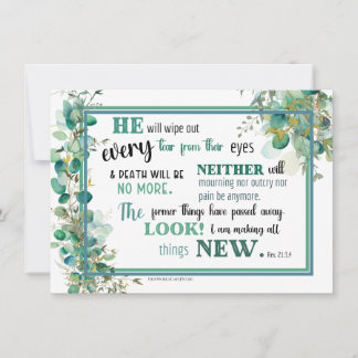 Tarjeta De Agradecimiento JW Sympathy Card - Revelation 21:3,4