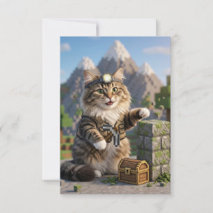 Tarjeta De Agradecimiento KAM KAM El Explorador De Voxel Arte De Gato Gamer