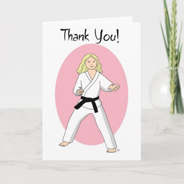 Tarjeta De Agradecimiento Karate Princess Gracias Cartas (Anverso)