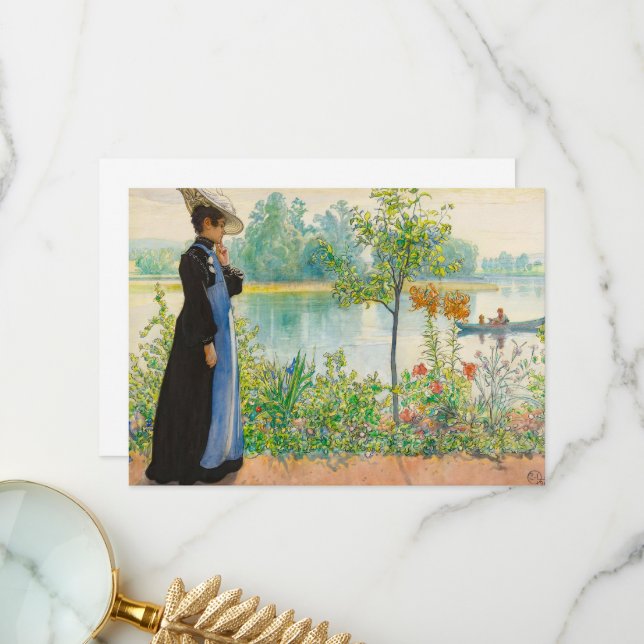 Tarjeta De Agradecimiento Karin por la costa de Carl Larsson (Anverso/Reverso In Situ)