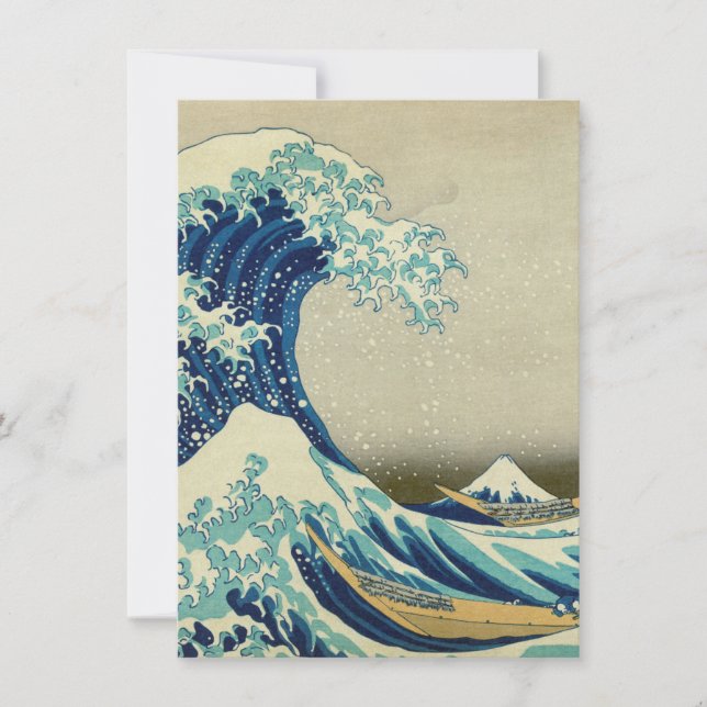 Tarjeta De Agradecimiento Katsushika Hokusai - La gran ola de Kanagawa (Anverso)