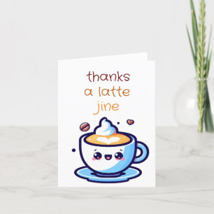 Tarjeta De Agradecimiento kawai A Latte Coffee Gracias Cartas