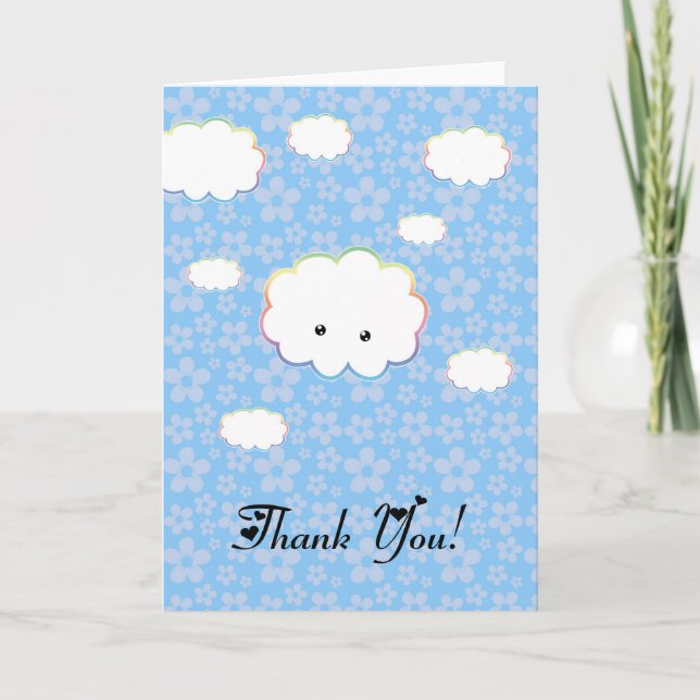 Tarjeta de agradecimiento Kawaii Cloudy (Anverso)