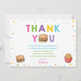 Tarjeta De Agradecimiento Kawaii Cute Fiesta de comida rápida cumpleaños Chi
