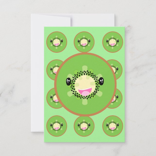 Tarjeta De Agradecimiento Kawaii de fruta pura kiwi (Anverso)