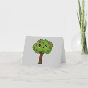 Tarjeta De Agradecimiento Kawaii feliz árbol de manzanas