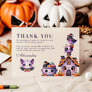 Tarjeta De Agradecimiento Kawaii Halloween 2º cumpleaños Spooky Cute Pastel
