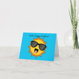 Tarjeta De Agradecimiento Kawaii Happy Sun con gafas de sol Añadir texto
