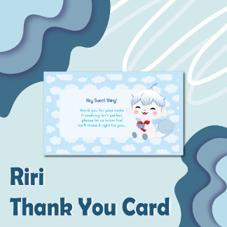 Tarjeta de agradecimiento Kawaii Riri para pequeña