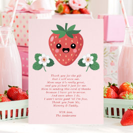 Tarjeta De Agradecimiento Kawaii Strawberry Baby Shower Thank You Card