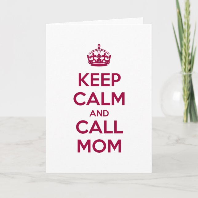 Tarjeta De Agradecimiento Keep Calm and Call Mom (Anverso)