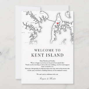 Tarjeta De Agradecimiento Kent Island Boda blanco negro bienvenida a Itinera