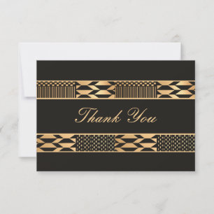 Tarjeta De Agradecimiento Kente negro y dorado