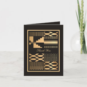 Tarjeta De Agradecimiento Kente negro y dorado
