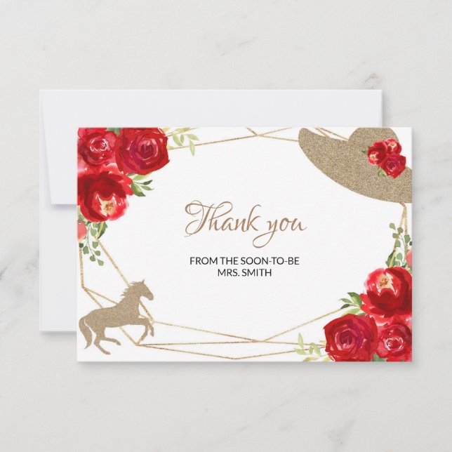 Tarjeta De Agradecimiento Kentucky Derby Red Roses Boda (Anverso)