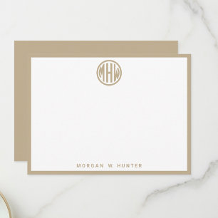 Tarjeta De Agradecimiento Khaki Circle Monogram Font DIY BG
