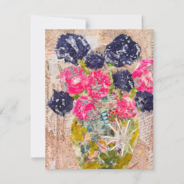 Tarjeta De Agradecimiento KHS Whimsical Floral Paper Collage Mixed   (Anverso)